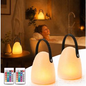 2 Pack Shower Lamp Waterproof, 16 Color Shower Lamp for Inside Shower, Rechargeble Bath Light with Touch & Remote Control, Cordless Hanging Lamp for Indoor/Outdoor, Night Shower & Relaxing Routines