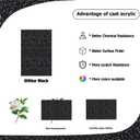 2 Pack 8'' x 12'' Glitter Black Acrylic Sheet, 3mm Thick Acrylic Plexiglass Boards for Laser Cutting and DIY Craft Projects