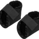 Jeere 2 Pcs Heel Protectors for Pressure Sores Sheepskin Heel Pads Soft Foot Cushions Pad Protectors Adjustable Foot Pillows with Securing Strap for Bed Sore Ankle Ulcers(Black)