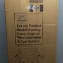 Fully Padded Folding Double Camping Chairs,Comfy Oversized Loveseat Lawn Chair w/Wine Glass Holder,Cup Holder,Heavy Duty Outdoor Portable Camp Couch Support 600 Lbs,Dark Green