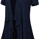 Women's Short Sleeve Draped Open Front Cardigan Lightweight Summer Vest for Women (X-Large, Navy Blue)