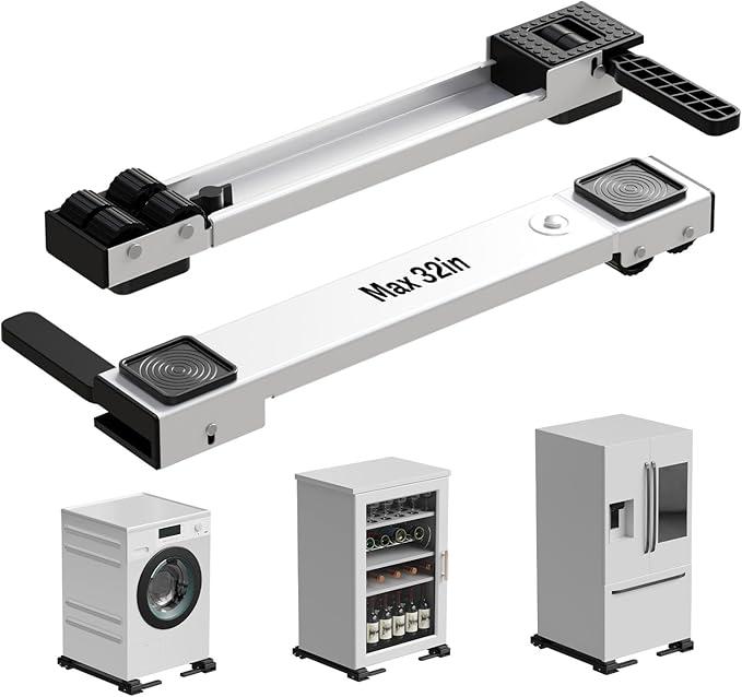 KVRG Appliance Rollers Heavy Duty,Newest Extendable Appliance Sliders,Liftable Washing Machine Base,Easily Move Washer and Dryer Machines,Refrigerators,FurnitureGrey