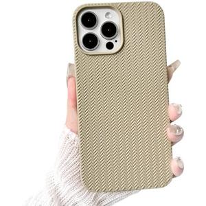 NITITOP Compatible for iPhone 12 Pro Max Case Cute for Women Girls Woven Pattern Matte Braid Design Solid Color Soft Silicone Shockproof Cover - Khaki