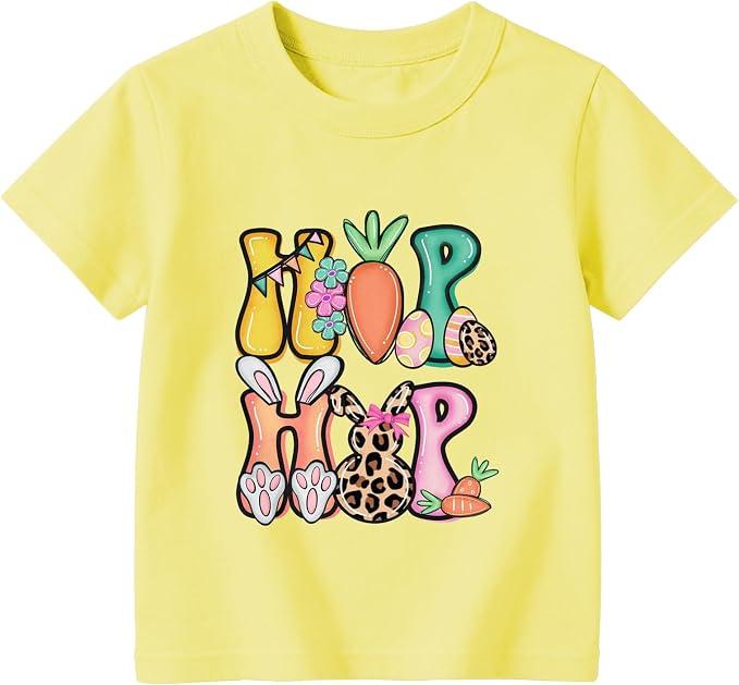 Happy Easter Shirt Kids-Easter for Toddler Boys Girls Tee Tops Hip Hop Easter Shirt Toddler C-Yellow, 4T