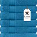 HERCULEAN Large Bath Towels 24 x 50 Pack of 6 | Quick Dry and Highly Absorbent | 100% Cotton Terry Towels for Bathroom - Perfect for Shower - Pool and Spa - Luxury Soft Towels - Teal Blue