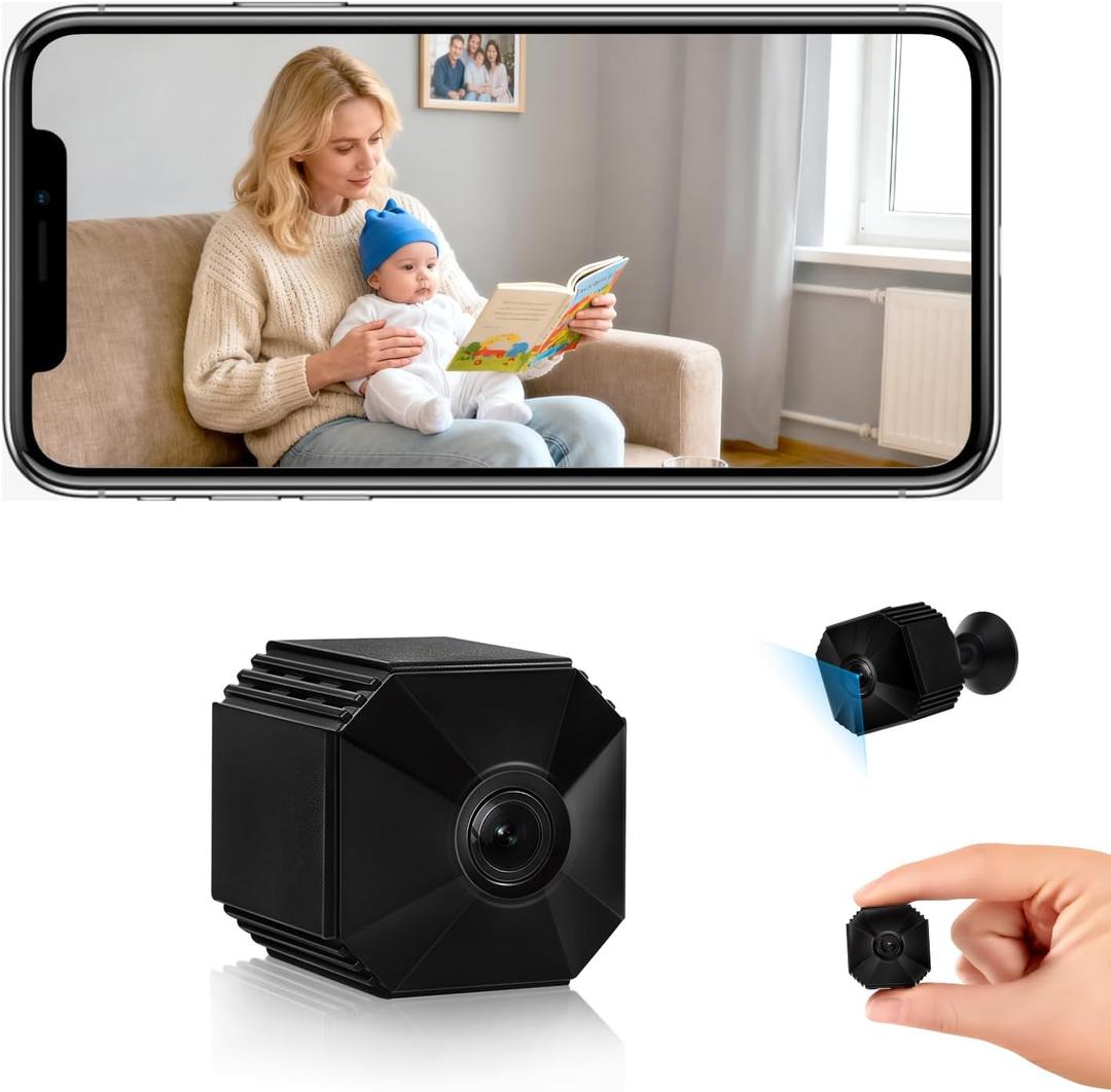 2025 New Upgraded WiFi Mini Spy Camera Hidden Camera, Wireless Small Nanny Cam Real 1080P with Night Vision for Indoor Security, Tiny Secret Camaras Espias Ocultas for Baby/Pet with APP Remote Viewing