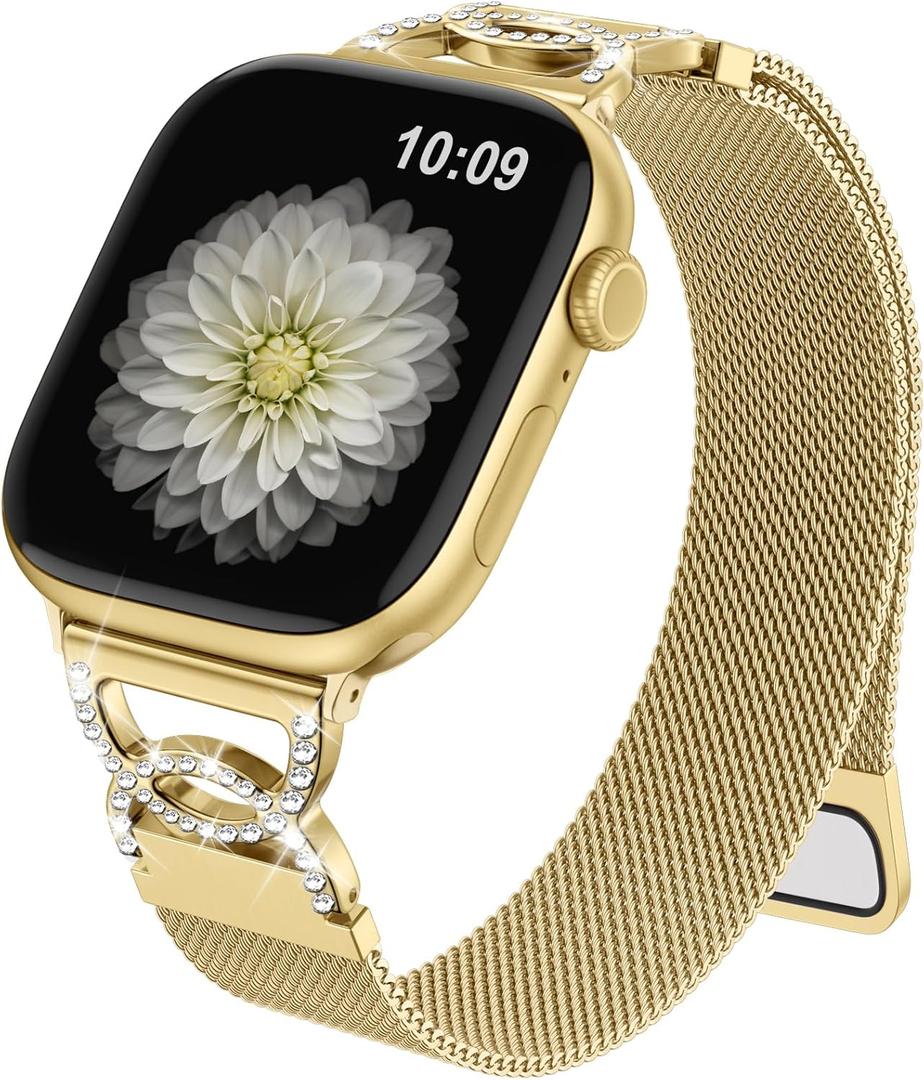 Adorve Slim Milanese loop Compatible with Apple Watch Bands 40mm 41mm 38mm 42mm 44mm 45mm 46mm 49mm Women, Thin Stainless Steel Mesh Loop Magnetic Wristbands for iWatch SE3 Series 11 10 9 8 7 6 5 4 3