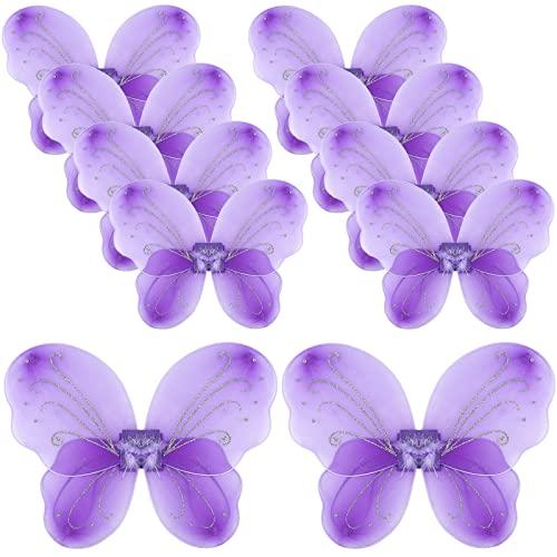Chivao 10 Pieces Fairy Wings Butterfly Wings Wedding Decoration Costume Birthday Christmas Holloween Party Favors for Boys Girls(Purple)
