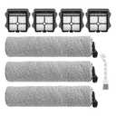 E.LUO Roller Brush and Filter Replacement Compatible with Tineco Floor One S3/iFloor 3 Cordless Vacuum Cleaner Replacement Parts Include 3 Brush Rollers, 4 Filters1 Clean