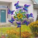 COOZZYHOUR 39" Butterfly Wind Spinner for Yard and Garden Stake,Outdoor Metal Windmill,Single Direction Wind Sculptures, Kinetic Windmills for Garden Decorations.