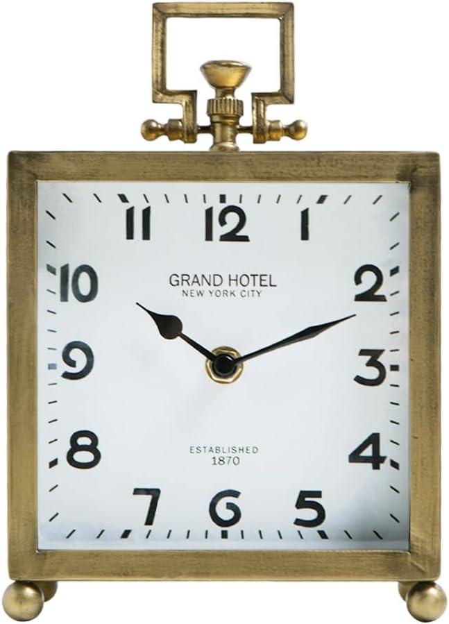 NIKKY HOME Gold Table Clock, Silent Non-Ticking Classic Battery Operated Decorative Mantel Desk Shelf Clock for Living Room Decor (Large)
