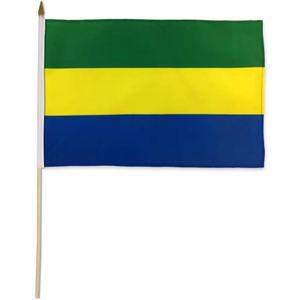 Flags Importer Gabon Dozen 12x18 Stick Flags, Multicolor