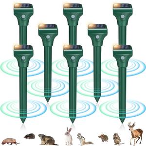 Mole Repellent, 8 Pack Snake/Skunk Repellent for Yard Rabbit Repellent Outdoor IP65 Waterproof, to Get Rid of Vole, Gopher, Groundhog, Rodent, Chipmunk, Raccoon and Skunk for Lawn & Garden