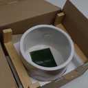 La Jolie Maison White Planter with Wood Stand, 9 Inch Ceramic Planter for Indoor Plants, Large Modern Planter Pots with Drainage Hole (Natural)