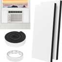 BEWAVE Window Air Conditioner Insulation Foam Panels, AC Side Surround Panels Kit with Top Seal Strip for AC Unit Indoor 2 Pack