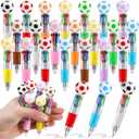 24 Pack Soccer Party Favors Bulk - Multicolor Mini Pens for Kids, Classroom Prizes, Goodie Bag Stuffers Supplies