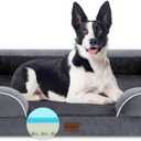 Comfort Expression Cooling Dog Bed for Large Dogs, Memory Foam Orthopedic Dogs Beds, Waterproof Washable Dog Beds with Removable Cover, Pet Bed Sofa with Bolster(Large,Leaden Grey) (36.0"L x 27.0"W x 7.5"Th)