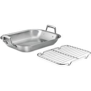 Tramontina 16.75-Inch Stainless Steel Roasting Pan with Rack, Flared Edge Turkey Roaster for Oven, Dishwasher Safe, Made in Brazil