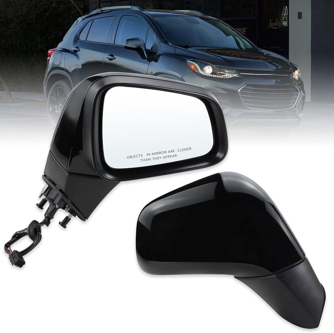 Right Passenger Side Mirror Compatible With 2017 2018 2019 2020 2021 2022 Chevy Trax With Manual Folding Power Glass Black Replace#GM1321578(3Pins)