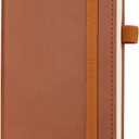 POPRUN Pocket Calendar 2026 (Slim Size-3.5'' x 6.5''), 12 Months (Jan. - Dec. 2026) Small Planner Weekly and Monthly for Purse with Pen Holder, Storage Pocket, Vegan Leather Hardcover - Brown