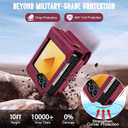 for Samsung Galaxy Z Flip 6 Case, Flip 6 Phone Case with Card Holder and 360 Ring Stand, PU Leather Wallet Case with Crossbody and Wrist Strap, Wine Red