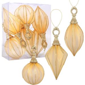 Christmas Ball Ornaments, 6pc Set Gold Rugby,Round Ball, Diamond Pendant Christmas Decorations Hanging,Suitable for Gifting Xmas Tree Decorations Wedding Party Holiday