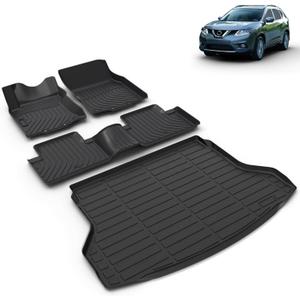 All Weather Car Floor Mats & Cargo Liner Set Fit for 2014 2015 2016 2017 2018 2019 2020 Nissan Rogue (Not Fit Sport) Car Cargo Mat Trunk Mat Rogue Floor Mats Trunk Liner Accessories Black