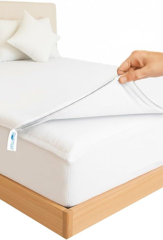 Sleep Tight EasySwap Fitted Sheet Set  Includes 1 Fitted Base & 2 Zip Sheets  100% Cotton, 600 Thread Count, Extra Deep Pockets (15) (White, Queen)