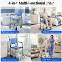 4-in-1 Bedside Commode with Wheels, Heavy Duty Shower Chair, 330LBS Capacity, 360° Lockable Casters, 18.9" Wide Seat, Detachable 6L Bucket, Portable Toilet for Elderly and Disabled