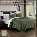 palassio Olive Green 100% Cotton Quilt Queen Size Bedding Sets with 2 Pillow Shams, Textured Lightweight Soft Bedspread Shabby Chic Coverlet, Quilted Comforter Bed Cover for All Season, 3 Pieces