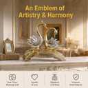 Silvery and Gold Couple Swan Figurine, 14.5'' x 16.2''