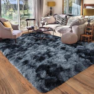 Rugs for Living Room 5x7, Soft Shaggy Modern Shag Area Rug for Bedroom, Upgrade Non-Slip Plush Fluffy Carpet for Kids Boys Girls Room Home Decor Aesthetic, Blue Grey