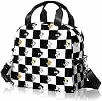 Lunch box Kids, Insulated Cherry Lunch Bag Cute Small Reusable Leakproof Lunch Totebag With Shoulder Strap for Girls Boys Women School Work Picnic (Checkered Cat)