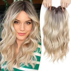 PANEWAY 16Inch Hair Toppers for Women with Thinning Hair - 6.5''x6.5'' Ladies Wiglets Toppers - Ombre Dark Root to Blonde