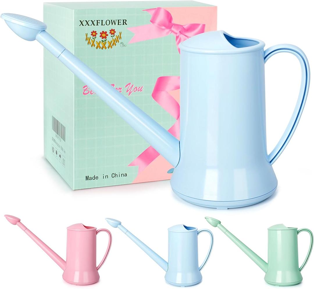 XXXFLOWER 1/2 Gallon Small Indoor Plant Watering Can, 2L Long Spout Removable Nozzle Flower Watering Pot for Office House Indoor GardenBlue, 67 oz