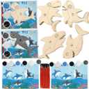 Shark Party Favors 24 Pcs Shark Unfinished Wood Cutout Craft kits Shark Birthday Party Decorations Return Gifts For Shark Goodie Bags