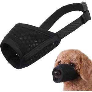 Mayerzon Dog Muzzle, Puppy Soft Mesh Muzzle for Small Medium Large Dogs Chihuahua Poodles Beagle Dachshund Corgis Labrador for Biting Chewing Grooming That Allows Panting Drinking(XS, Black) (XS-(Snout 5-6))