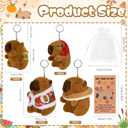 12 Pcs Valentine's Capybara Ornaments and Party Favors, 4 Plush Keychains 4 Organza Bags 4 Greeting Cards, Cute Capybara Gift Set for Women Friends, Adult Birthday Valentine's Day Party Supplies