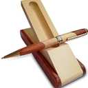 Renawe Luxury Wooden Ballpoint Pen Gift Set with Business Pen Case Display, Nice Writing Pen with Box and Gel Ink Refills Fancy Business Wood Pens Stand for Men Women Designer Cool Executive Pen