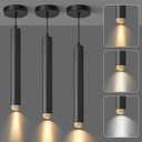 OKELI Modern Black LED Pendant Light for Kitchen Island, 3 Pack Dimmable Zoomable Pendant, Adjustable Beam Angle, 3 Color Temps 2700K/4000K/6000K, Mini Hanging Light for Bar or Bedroom, 7W 15"