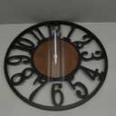 LEIKE Large Wall Clocks,Silent,Non Ticking,Battery Operated Rustic Round Modern Big Wood Wall Clock for Living Room, Bedroom,Kitchen,Farmhouse,Office,Home Decor-16 Inch(Black-Arabic Number)