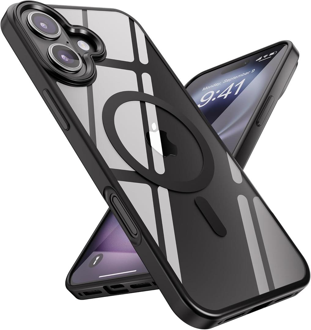 SUCGLES for iPhone 16 Plus Case with MagSafe [Ultra Strong Magnetic] [12FT Military Drop Protection] [Shockproof Bumper] Slim Thin Mag Safe Phone Cover 6.7" for Apple 16plus (Black)
