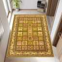 Washable Area Rug - 3'x5' Boho Bedroom Rug Indoor, Non-Slip Low-Pile Rugs for Living Room Bathroom Kitchen Front Door, Entry Throw Carpet Stain Resistance (Yellow, 3x5ft)