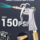 JASTIND Industrial Air Blow Gun with Brass Adjustable Air Flow Nozzle and 2 Steel Extension, Pneumatic Air Compressor Accessory Tool Dust Cleaning and Blower Gun