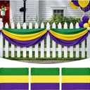 3Pack Mardi Gras Bunting 2x20Ft Large Carnival Bunting Banner Purple, Green, Gold Stripe for Mardi Gras, Lent, Easter, Home Decor Outside Garden Fence New Orleans Themed Party Décor Indoor Outdoor