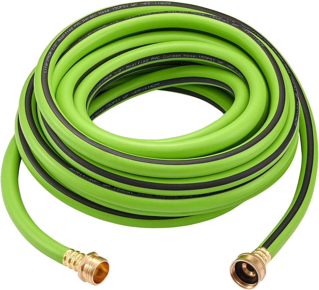 1/2 inch 10FT Modified Eco-friendly PVC Garden Hose,Live Joint Brass Connector,GHT Fitting(3/4" Tap Faucet) (10FT)