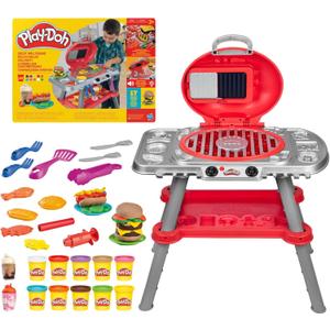 Play-Doh Sizzlin' Grill Playset with Lights & Sounds, 17 Accessories, BBQ Toys for Boys & Girls 3+, Play Food Arts & Crafts, Red, Child-size