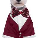 Kuoser Dog Tuxedo, Formal Dog Costume with Bow Tie Pet Wedding Suit Party Birthday Outfit, Dogs Tux Soft Shirt for Valentines Christmas Halloween Graduation Cosplay, Burgundy Xl(chest-19.29",weight:12-18lb), Burgundy