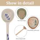 4 Pack Japanese Ceramic Soup Spoons, Slightly Larger Long Handle Design, Hand-Painted Porcelain Spoons for Miso, Wonton, Dumplings (Secure Packaging)