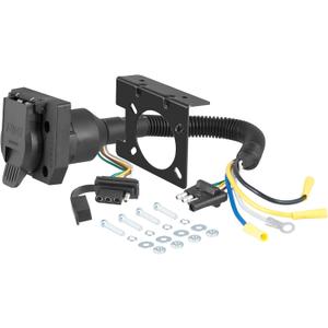 CURT 57672 Dual-Output 4-Way Flat Vehicle-Side to 7-Way RV Blade Trailer Wiring Adapter